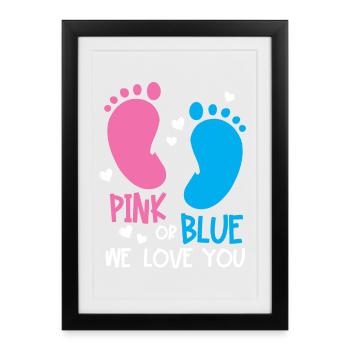 Gender Reveal Party - Gerahmtes Poster (27 × 37 cm) - Schwarz - Vorne