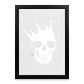 Crâne couronne avec lunettes de soleil - Affiche encadrée (27 × 37 cm) - noir - Devant