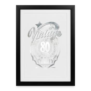 80e anniversaire Vintage - Affiche encadrée (27 × 37 cm) - noir - Devant