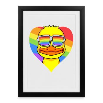 LGBT coeur avec l’arc-en-ciel canard - Affiche encadrée (27 × 37 cm) - noir - Devant