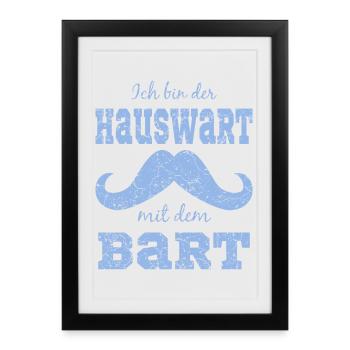 Lustiges Bart Motiv - Gerahmtes Poster (27 × 37 cm) - Schwarz - Vorne