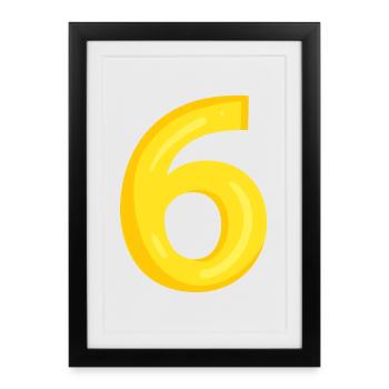 6 jaune - Affiche encadrée (27 × 37 cm) - noir - Devant