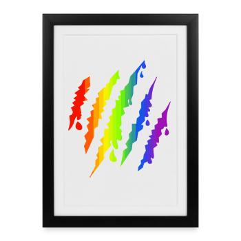Pride LGBTQ Rainbow Scratch Mark - Affiche encadrée (27 × 37 cm) - noir - Devant