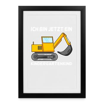 Kindergarten Bagger - Gerahmtes Poster (27 × 37 cm) - Schwarz - Vorne
