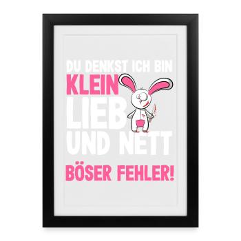Böses Hasi Klein Lieb Und Nett Halloween Kostüm - Gerahmtes Poster (27 × 37 cm) - Schwarz - Vorne