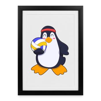 Joueur de volley-ball des Penguins Volley-ball - Affiche encadrée (27 × 37 cm) - noir - Devant