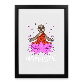 Yoga Namaste Sloth - Framed poster (27 × 37 cm) - black - Front