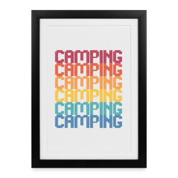 Police de bloc arc-en-ciel de camping - Affiche encadrée (27 × 37 cm) - noir - Devant