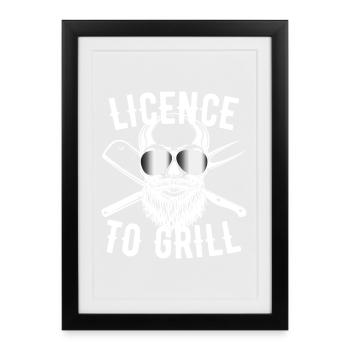 Licence To Grill Grill Master Chef Contract Griller - Framed poster (27 × 37 cm) - black - Front