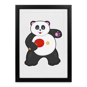 Panda Table Tennis Table Tennis Racket - Framed poster (27 × 37 cm) - black - Front