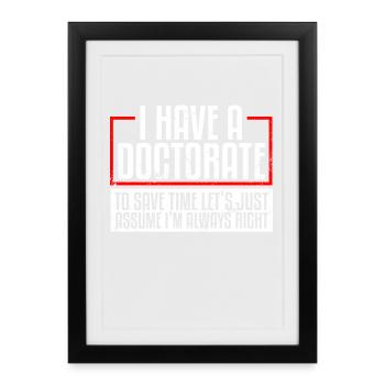 Doktorat PhD Doktorat - Gerahmtes Poster (27 × 37 cm) - Schwarz - Vorne