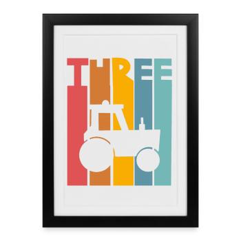 Tracteur 3 ans enfants - Affiche encadrée (27 × 37 cm) - noir - Devant
