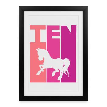 Horse 10th birthday girl 10 years - Framed poster (27 × 37 cm) - black - Front