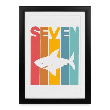 Requin 7 ans enfants - Affiche encadrée (27 × 37 cm) - noir - Devant