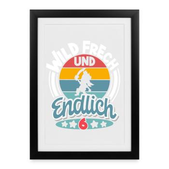 Pirat 6. Geburtstag Kinder - Gerahmtes Poster (27 × 37 cm) - Schwarz - Vorne