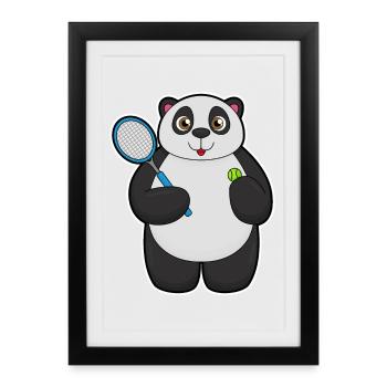 Panda Tennis Racket - Framed poster (27 × 37 cm) - black - Front