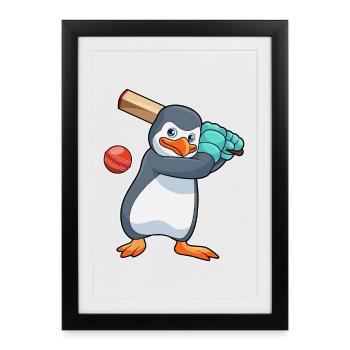 Penguin Cricket Cricket Bat - Framed poster (27 × 37 cm) - black - Front
