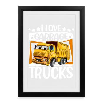 Garbage truck Garbage collection Garbage truck - Framed poster (27 × 37 cm) - black - Front