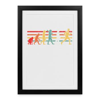 Evolution Läufer - Gerahmtes Poster (27 × 37 cm) - Schwarz - Vorne