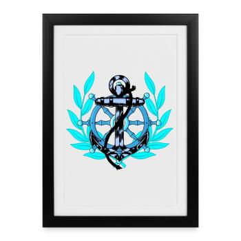 Ancre de volant Maritime Seafarers Ahoy Ship - Affiche encadrée (27 × 37 cm) - noir - Devant