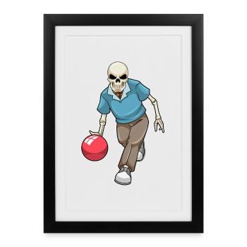 Boule de bowling squelette - Affiche encadrée (27 × 37 cm) - noir - Devant