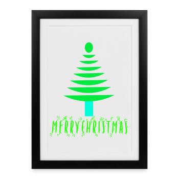 Sapin de Noël en pin néon - Affiche encadrée (27 × 37 cm) - noir - Devant