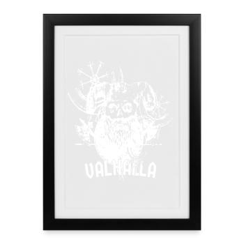 Crâne viking barbu en blanc - Affiche encadrée (27 × 37 cm) - noir - Devant