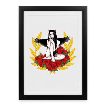 Devilish Devil Woman Satan's Roast Devil - Framed poster (27 × 37 cm) - black - Front