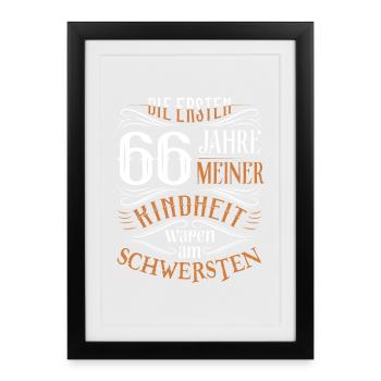 66. Geburtstag Kindheit Lustig - Gerahmtes Poster (27 × 37 cm) - Schwarz - Vorne