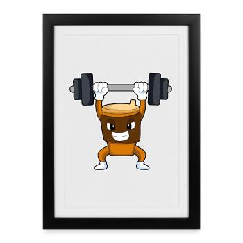 Bodybuilder Café Bodybuilder Barbell Bodybuilding - Affiche encadrée (27 × 37 cm) - noir - Devant