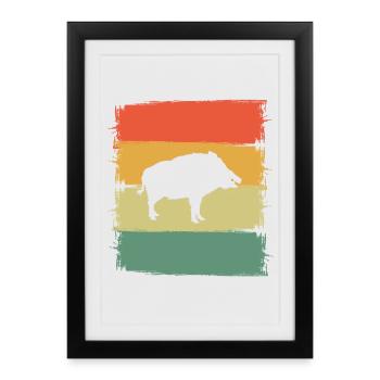 Sanglier - Affiche encadrée (27 × 37 cm) - noir - Devant