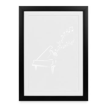 Flux de piano et musique - Affiche encadrée (27 × 37 cm) - noir - Devant