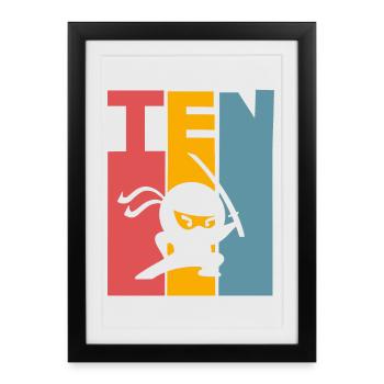 Ninja 10th Birthday Kids - Framed poster (27 × 37 cm) - black - Front