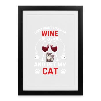 Citation de chat drôle pour les amoureux des chats Pet My Cat - Affiche encadrée (27 × 37 cm) - noir - Devant