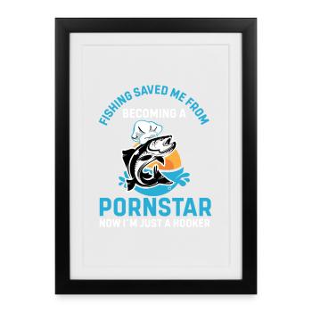 Drôle de citation de pêche La pêche m’a sauvé de devenir - Affiche encadrée (27 × 37 cm) - noir - Devant
