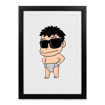 Bébé cool - Affiche encadrée (27 × 37 cm) - noir - Devant