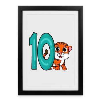 10 years old - 10th birthday - children's birthday - Framed poster (27 × 37 cm) - black - Front