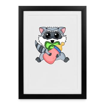 Bébé raton laveur - Affiche encadrée (27 × 37 cm) - noir - Devant