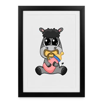 Bébé âne - Affiche encadrée (27 × 37 cm) - noir - Devant