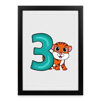 3 Jahre alt - 3. Geburtstag - Kindergeburtstag - Gerahmtes Poster (27 × 37 cm) - Schwarz - Vorne