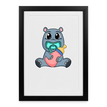 Baby Hippo - Framed poster (27 × 37 cm) - black - Front