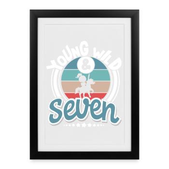 7 Jahre Ritter Kindergeburtstag - Gerahmtes Poster (27 × 37 cm) - Schwarz - Vorne