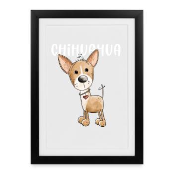 Joyeux chien Chihuahua - Affiche encadrée (27 × 37 cm) - noir - Devant