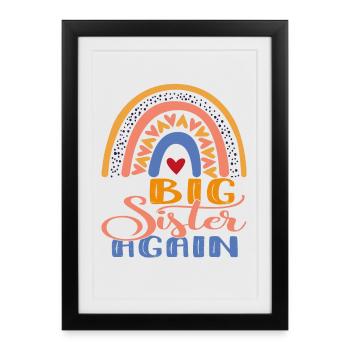 Cadeau grande sœur Big Sister Again - Affiche encadrée (27 × 37 cm) - noir - Devant