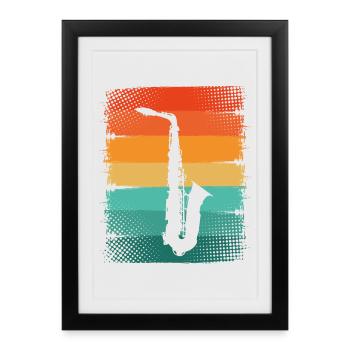 Saxophone Saxophoniste - Affiche encadrée (27 × 37 cm) - noir - Devant