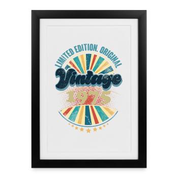 Année de naissance 1975 Anniversaire Vintage - Affiche encadrée (27 × 37 cm) - noir - Devant