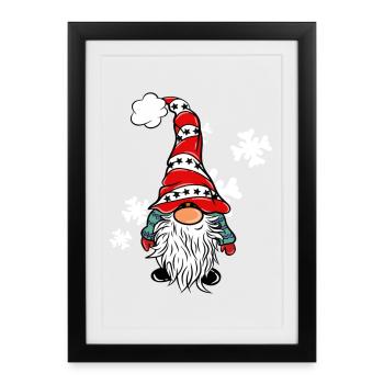 Elfes de Noël avec des flocons de neige - Affiche encadrée (27 × 37 cm) - noir - Devant
