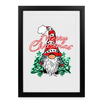 Gnome de Noël Gnom - Affiche encadrée (27 × 37 cm) - noir - Devant