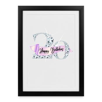 Happy Birthday 20th Birthday Gift Diamond Glamour - Framed poster (27 × 37 cm) - black - Front