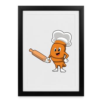 Rouleau à pâtisserie de pain - Affiche encadrée (27 × 37 cm) - noir - Devant